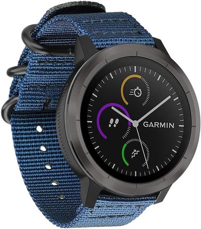 Strap-it Strap-it Bracelet nylon boucle Garmin Vivoactive 4 - 45mm - bleu