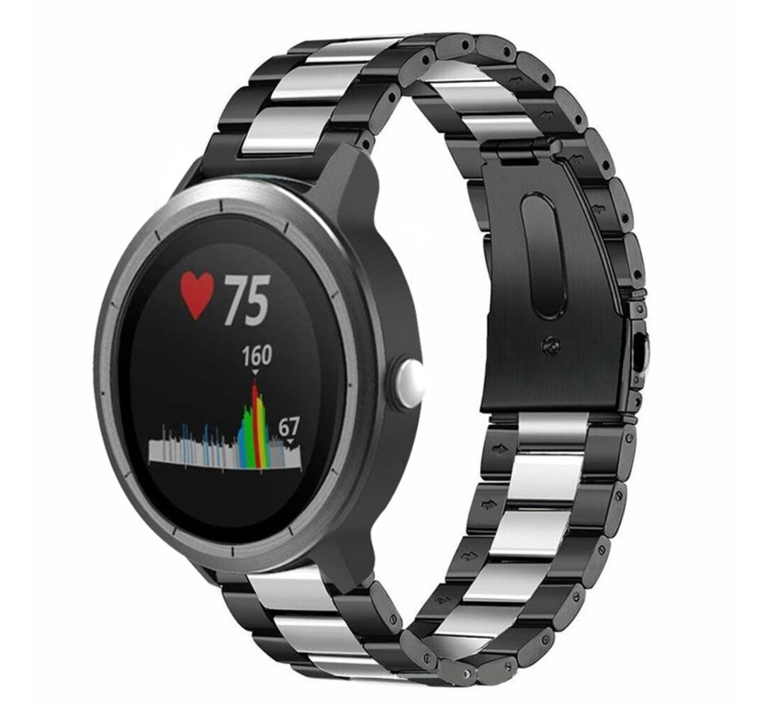 Strap-it Strap-it Bracelet acier Garmin Vivoactive 3 (noir/argent)