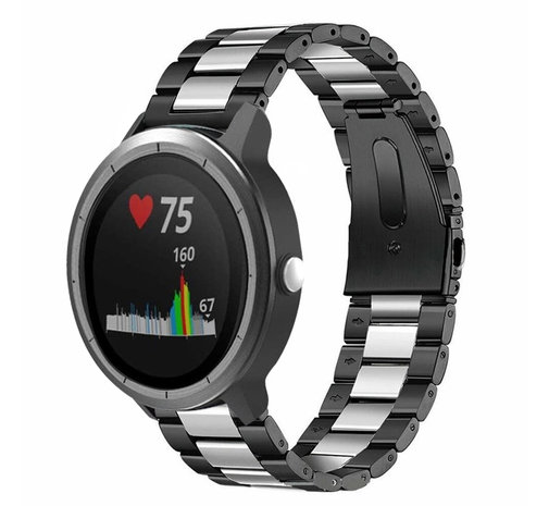 Strap-it Strap-it Bracelet acier Garmin Vivoactive 3 (noir/argent)