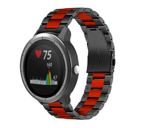 Strap-it Bracelet acier Garmin Vivoactive 3 (noir/rouge)