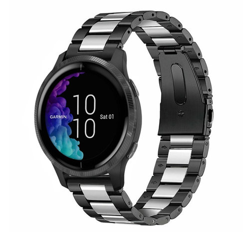 Strap-it Strap-it Bracelet acier Garmin Venu (noir/argent) Strap-it Strap-it Bracelet acier Garmin Venu (noir/argent)