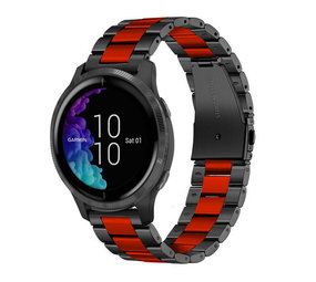 Strap-it Bracelet acier Garmin Venu (noir/rouge)