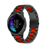 Strap-it Bracelet acier Garmin Vivoactive 4 - 45mm - noir/rouge