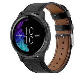 Strap-it Bracelet cuir Garmin Venu (serré noir)