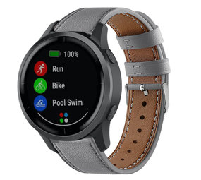 Strap-it Bracelet cuir Garmin Vivoactive 4 - 45mm - gris
