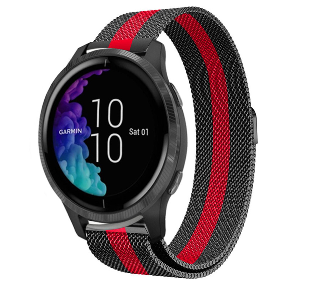 Strap-it Strap-it Bracelet Milanais Garmin Venu (noir/rouge) Strap-it Strap-it Bracelet Milanais Garmin Venu (noir/rouge)