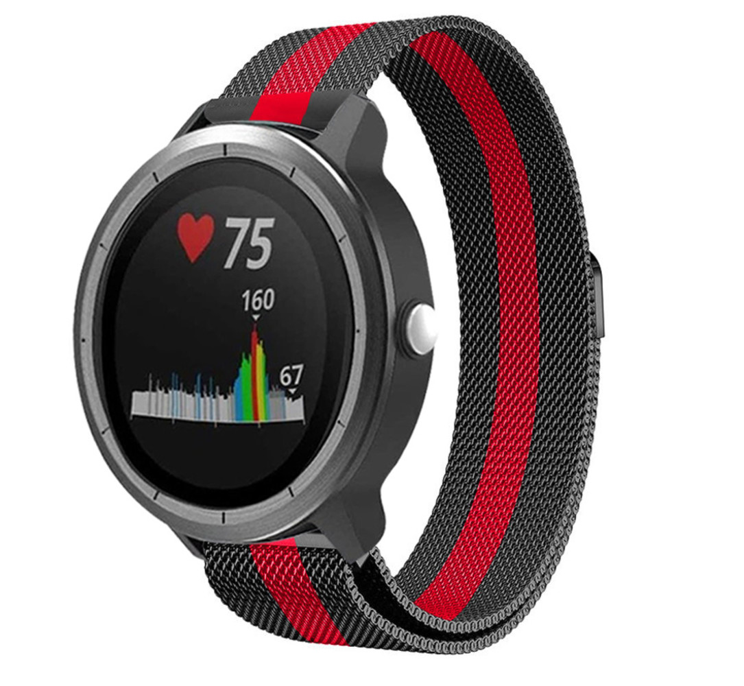 Bracelet acier Garmin Vivoactive 3 (noir/rouge