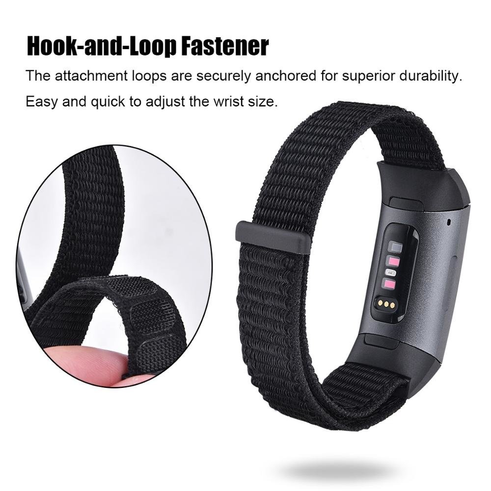 Strap-it Strap-it Bracelet nylon Fitbit Charge 3 (noir)