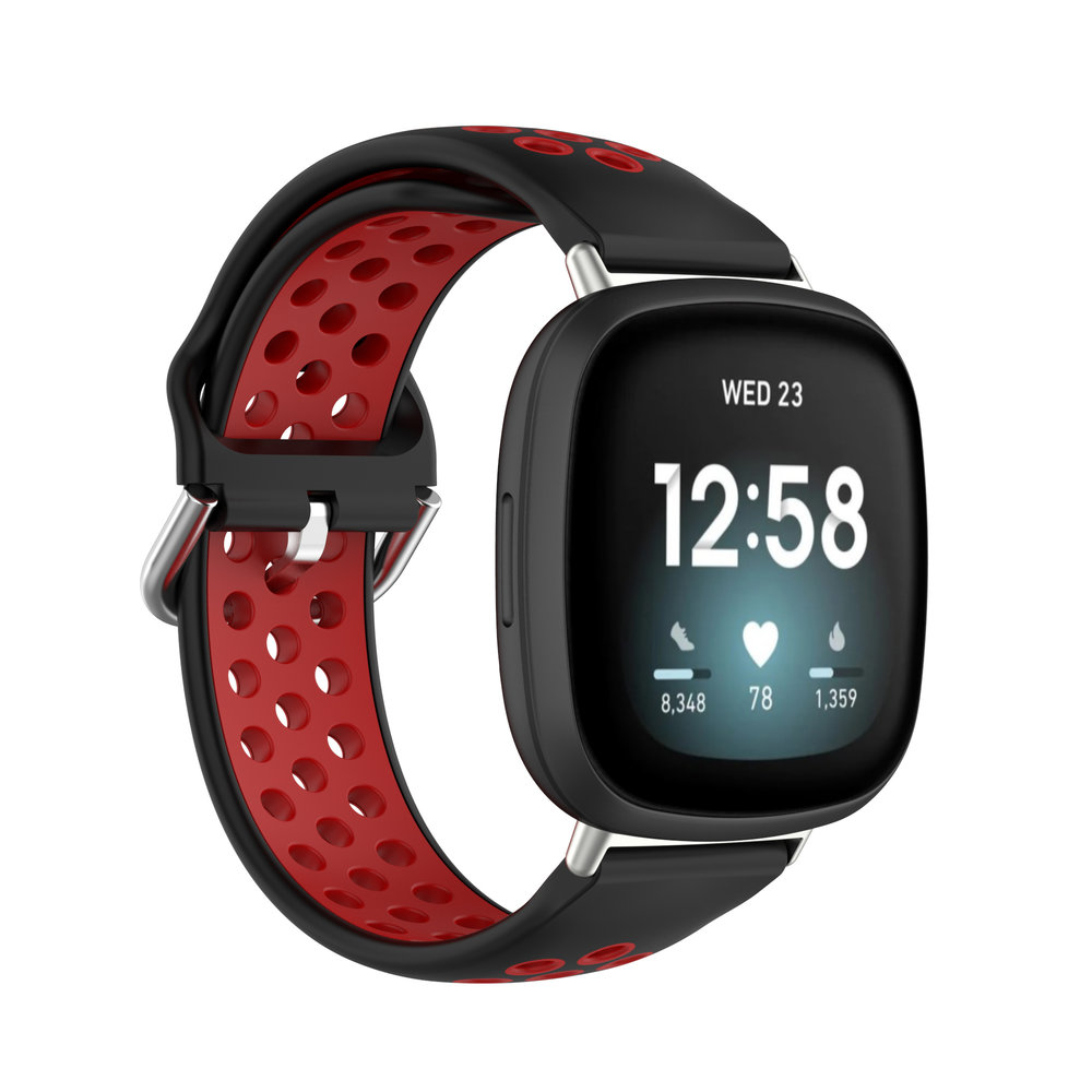 Strap-it Strap-it Bracelet sport Fitbit Versa 3 (noir/rouge)