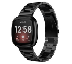 Strap-it Bracelet acier Fitbit Sense (noir)