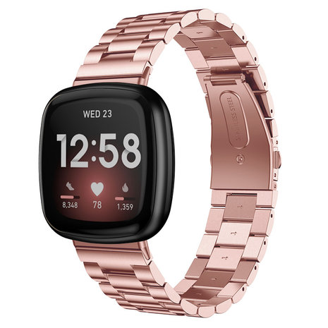 Strap-it Strap-it Bracelet acier Fitbit Versa 3(rose)