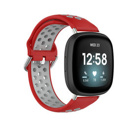Strap-it Bracelet sport Fitbit Versa 3 (rouge/gris)