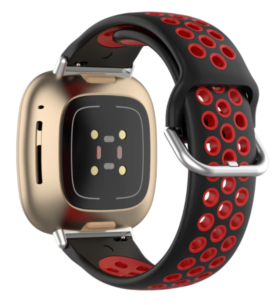 Strap-it Strap-it Bracelet sport Fitbit Sense (noir/rouge)