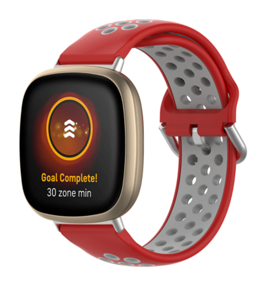 Strap-it Strap-it Bracelet sport Fitbit Sense (rouge gris)
