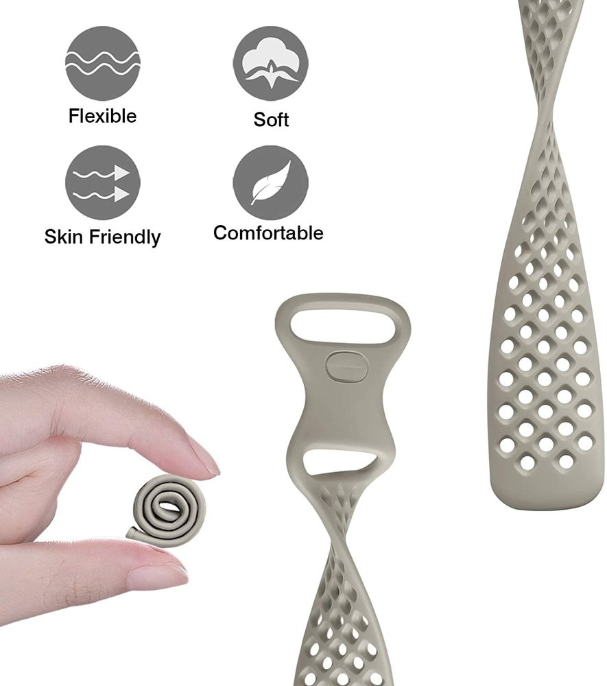 Strap-it Strap-it Bracelet silicone avec trous Fitbit Sense (gris)