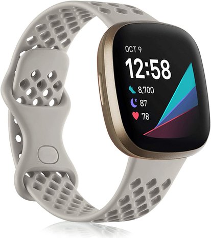 Strap-it Strap-it Bracelet silicone avec trous Fitbit Sense (gris)