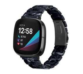 Strap-it Bracelet résine Fitbit Sense (noir/blanc)
