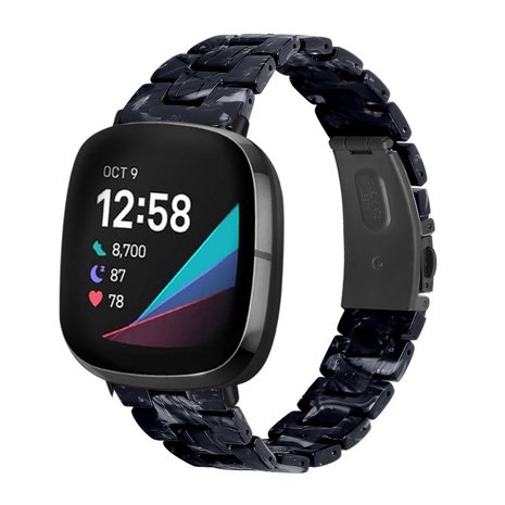 Strap-it Strap-it Bracelet résine Fitbit Sense (noir/blanc)