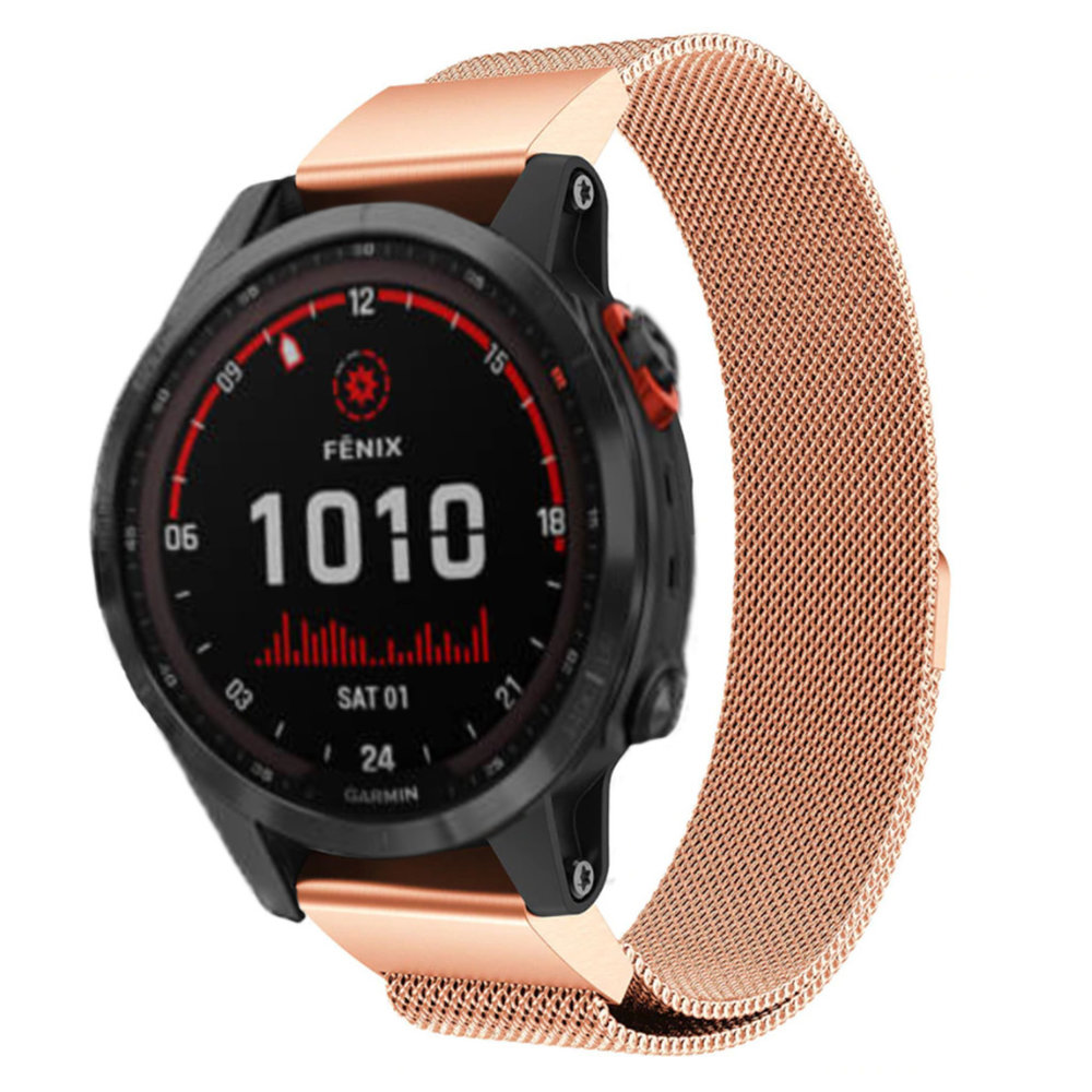 Strap-it Strap-it Bracelet Milanais Garmin Fenix 7 (or rose)