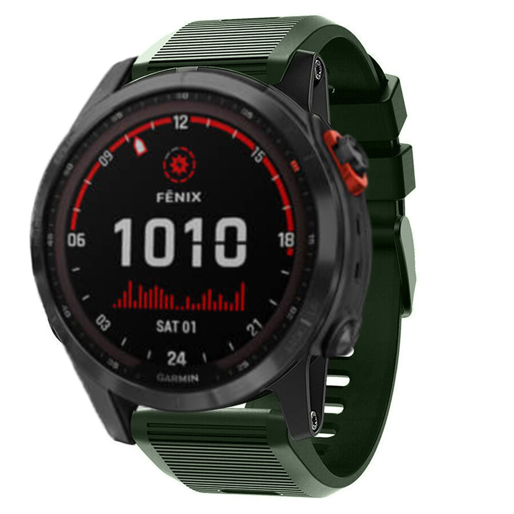 Pour Garmin Fenix 7X Bracelet de montre en silicone bicolore (noir vert  foncé)