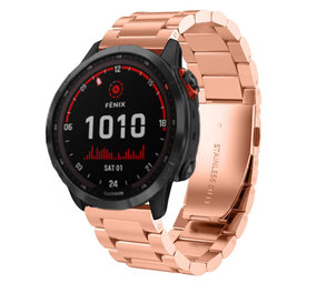 Strap-it Bracelet acier Garmin Fenix 7x (or rose)