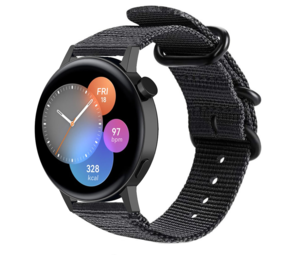 Strap-it Bracelet nylon boucle Huawei Watch GT 3 42mm (noir)