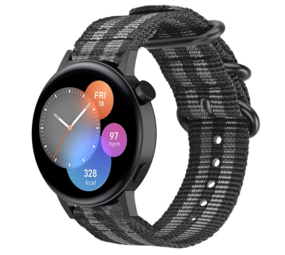 Strap-it Bracelet nylon boucle Huawei Watch GT 3 42mm (noir/gris)