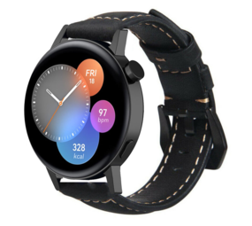Strap-it Bracelet cuir Huawei Watch GT 3 42mm (noir)