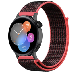 Strap-it Bracelet nylon Huawei Watch GT 3 42mm (noir/rouge)