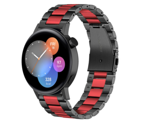 Strap-it Bracelet acier Huawei Watch GT 3 42mm (noir/rouge)