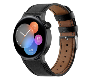 Strap-it Bracelet cuir Huawei Watch GT 3 42mm (noir élégant)