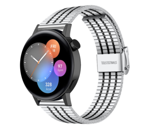 Strap-it Bracelet acier de luxe Huawei Watch GT 3  42mm (noir/argent)