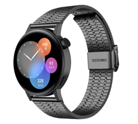 Strap-it Bracelet acier de luxe Huawei Watch GT 3 42mm (noir)