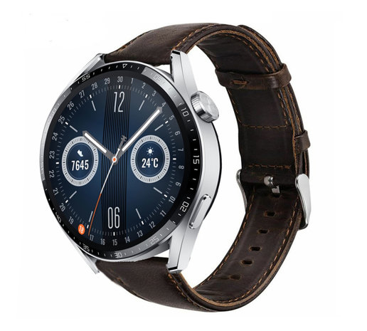Strap-it Strap-it Bracelet cuir Huawei Watch GT 3 46mm (marron foncé)