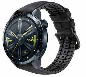 Strap-it Bracelet silicone/cuir Huawei Watch GT 3 46mm (noir)
