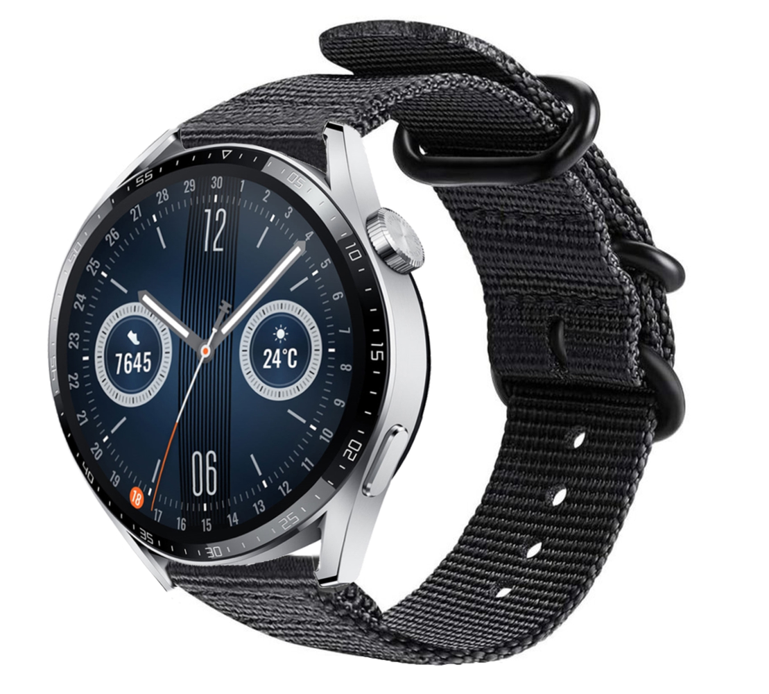 Strap-it Strap-it Bracelet nylon boucle Huawei Watch GT 3 46mm (noir)