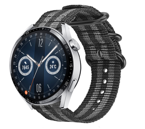 Strap-it Bracelet nylon boucle Huawei Watch GT 3 46mm (noir/gris)