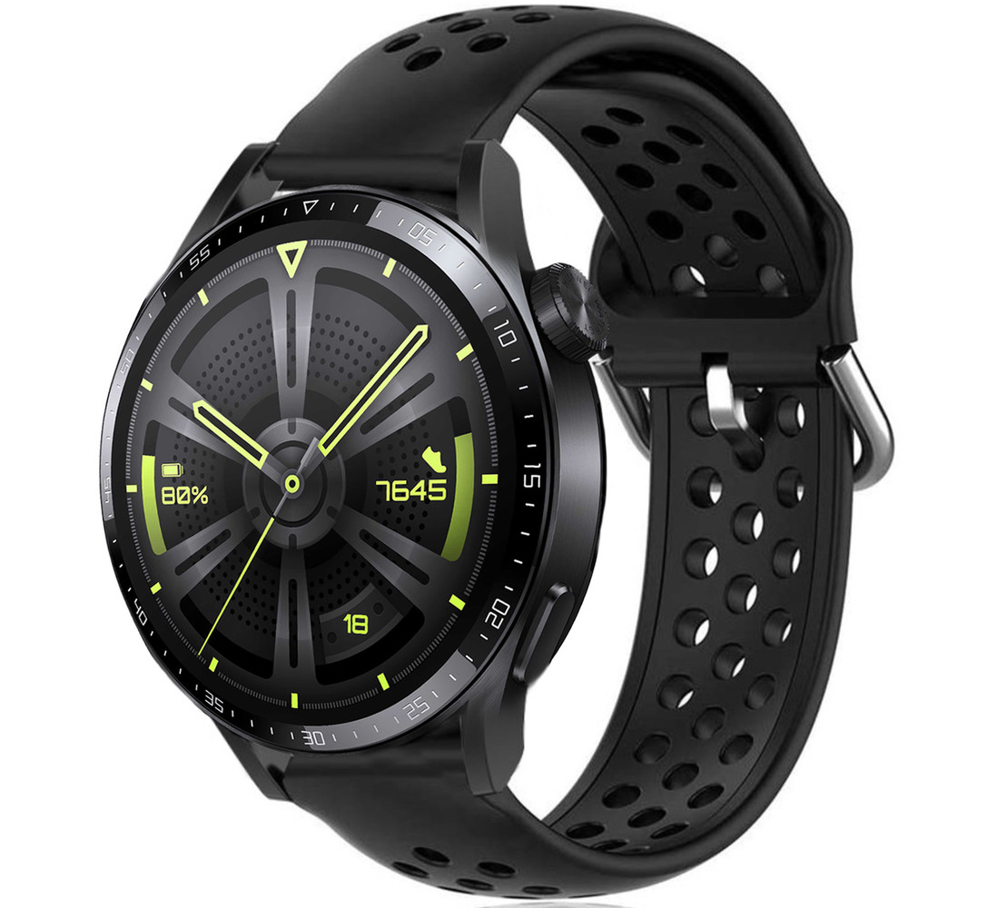 Strap-it Strap-it Bracelet silicone avec trous Huawei Watch GT 3 46mm (noir)