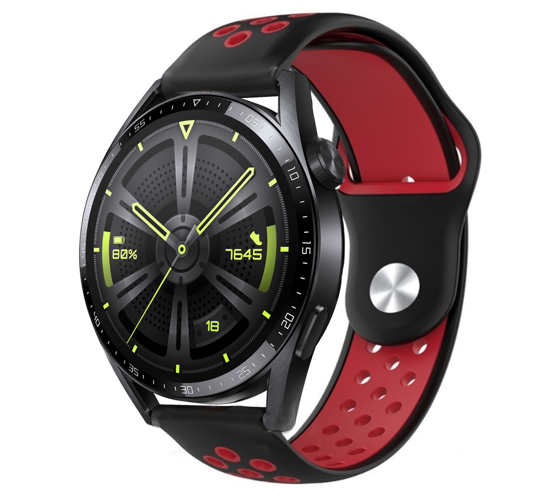 Strap-it Strap-it Bracelet sport Huawei Watch GT 3 46mm (noir/rouge) Strap-it Strap-it Bracelet sport Huawei Watch GT 3 46mm (noir/rouge)