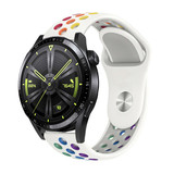Strap-it Bracelet sport Huawei Watch GT 3 46mm (blanc et multicolore) Strap-it Bracelet sport Huawei Watch GT 3 46mm (blanc et multicolore)