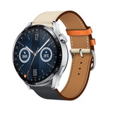 Strap-it Bracelet cuir Huawei Watch GT 3 46mm (blanc/bleu foncé)