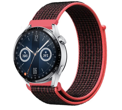 Strap-it Strap-it Bracelet nylon Huawei Watch GT 3 46mm (noir/rouge)