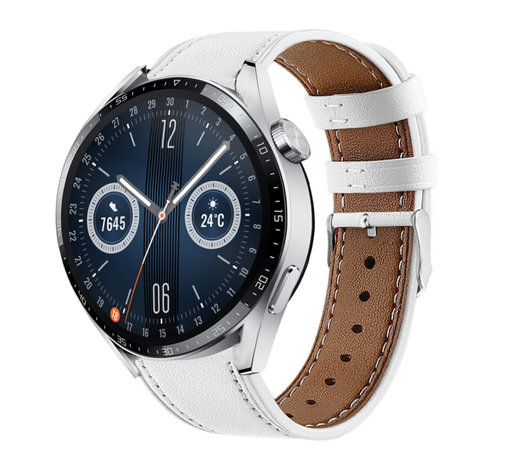 Strap-it Strap-it Bracelet cuir Huawei Watch GT 3 46mm (blanc) Strap-it Strap-it Bracelet cuir Huawei Watch GT 3 46mm (blanc)