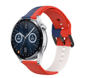 Strap-it Bracelet triple sport Huawei Watch GT 3 46mm (rouge-blanc-bleu)