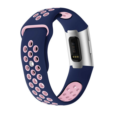 Strap-it Strap-it Bracelet sport Fitbit Charge 3 (bleu foncé/rose) Strap-it Strap-it Bracelet sport Fitbit Charge 3 (bleu foncé/rose)