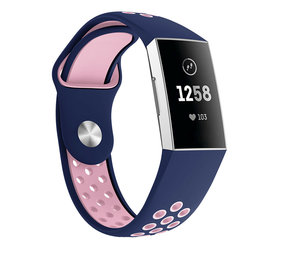 Strap-it Bracelet sport Fitbit Charge 4 (bleu foncé/rose)