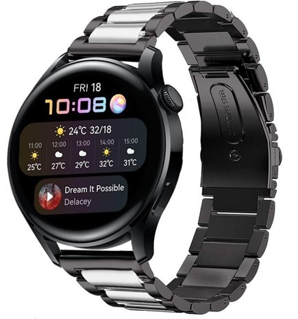 Strap-it Strap-it Bracelet acier Huawei Watch 3 / 3 Pro (noir/argent)