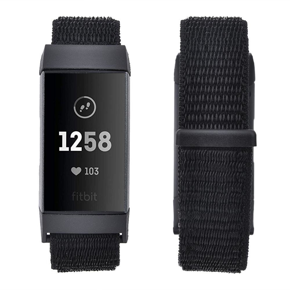 Strap-it Strap-it Bracelet nylon Fitbit Charge 4 (noir)