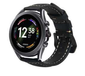 Strap-it Bracelet cuir Fossil Gen 6 - 44mm (noir)