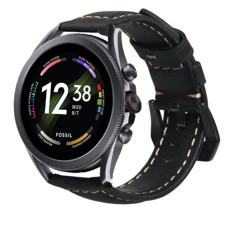 Strap-it Strap-it Bracelet cuir Fossil Gen 6 - 44mm (noir)